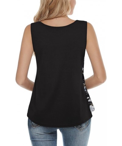 Women's Sleeveless Tank Tops Double Layers Chiffon Casual Blouse Tunic Shirts Multicolor Black $10.00 Tanks