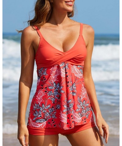 Two Piece Tankini Swimsuits for Women String Cutout Bathing Suits Swimwear with Bottoms Red $9.53 Swimsuits