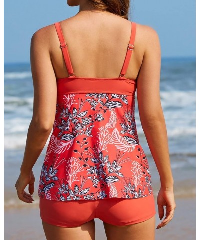 Two Piece Tankini Swimsuits for Women String Cutout Bathing Suits Swimwear with Bottoms Red $9.53 Swimsuits