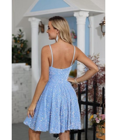 Sequin Homecoming Dresses for Teens Sparkly Spaghetti Straps Short Cocktail Party Dresses with Pockets Dusty Rose $27.49 Dresses