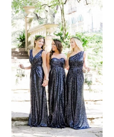 Sequin One Shoulder Bridesmaid Dresses for Women Long Formal Dresses for Women A Line Wedding Guest Dresses White Silver $41....