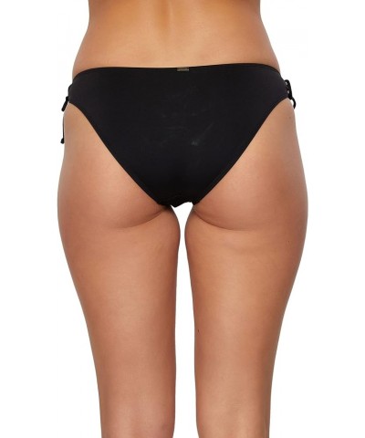 Women's Mina Tie Side Bikini Bottoms - Full Coverage Women's Bathing Suit Bottom with Side Tie String Black | Saltwater Solid...