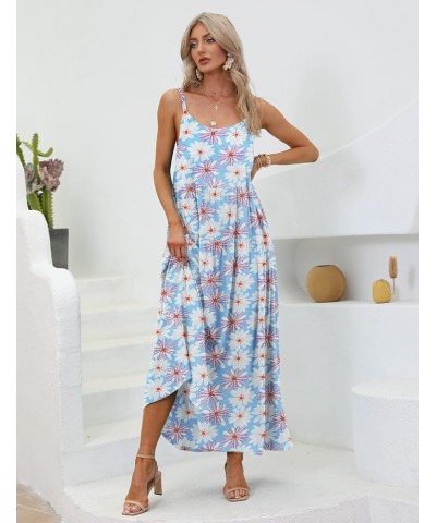 Summer Dresses for Women Casual Loose Bohemian Floral Dress with Pockets Spaghetti Strap Maxi Dress E75 As Picture303 $22.78 ...