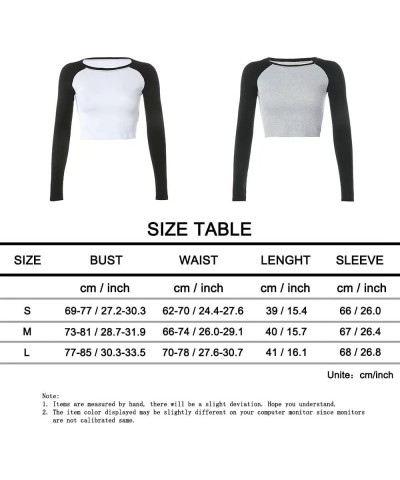 Womens Raglan Shirt Cropped Y2K Long Sleeve Ribbed Crop Top Tshirt for Teen Girls A-pink&white $9.66 Tops