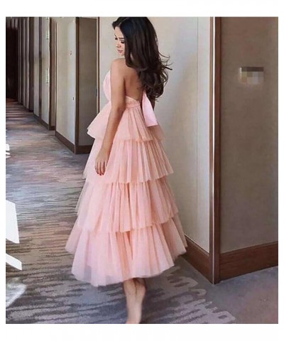 Women‘s Tiered Tulle Prom Dresses Halter Homecoming Dress Evening Party Gowns Watermelon $33.18 Dresses