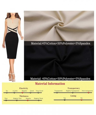 Womens Colorblock Front Zipper Work Office Business Party Bodycon Pencil Dress Beige+black-2 $27.72 Dresses