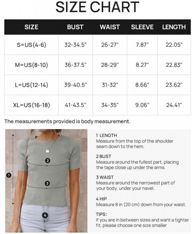 Women's Short Sleeve Basic T Shirt 2024 Summer Crewneck Ribbed Knit Slim Fit Solid Color Tee Tops,Almond Grey $11.72 T-Shirts