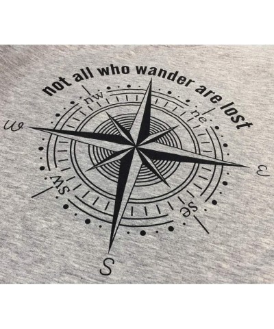 Womens Not All Who Wander are Lost T-Shirt Workout Shirts Summer Funny Letters Compass Graphic Casual Tops Athletic Tee Grey ...