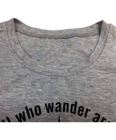 Womens Not All Who Wander are Lost T-Shirt Workout Shirts Summer Funny Letters Compass Graphic Casual Tops Athletic Tee Grey ...