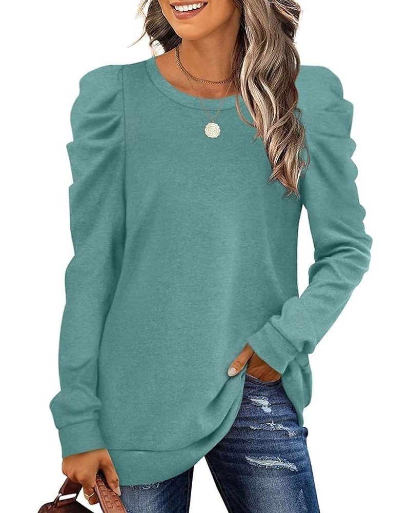 Womens Crewneck Sweatshirt Long Sleeve Tunic Tops Blouse Plus Size Comfy Greyblue $9.73 Hoodies & Sweatshirts