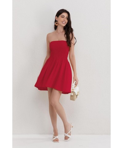 Women's Summer Spaghetti Straps Sleeveless Backless High Waist Mini Dress Ruby Red $10.00 Dresses