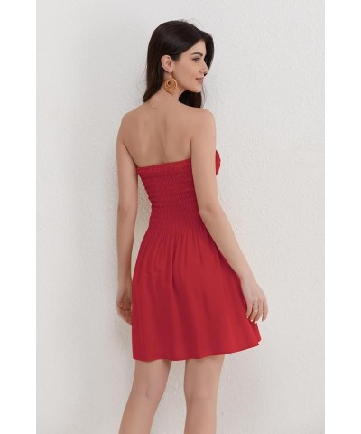 Women's Summer Spaghetti Straps Sleeveless Backless High Waist Mini Dress Ruby Red $10.00 Dresses