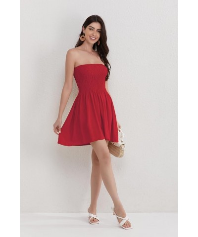 Women's Summer Spaghetti Straps Sleeveless Backless High Waist Mini Dress Ruby Red $10.00 Dresses