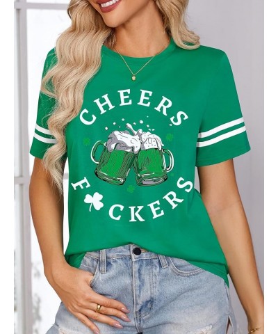 St. Patrick's Day Women's Short Sleeve Round Neck T Shirt Top Cheers $8.99 T-Shirts