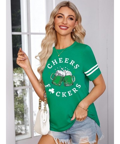 St. Patrick's Day Women's Short Sleeve Round Neck T Shirt Top Cheers $8.99 T-Shirts