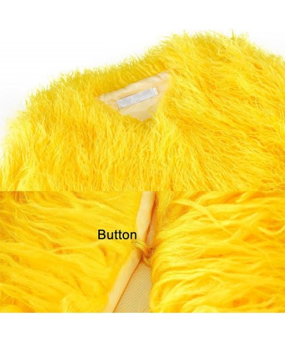 Women's Shaggy Faux Fur Outwear Coat Jacket Long Sleeve Warm Winter Yellow $30.77 Coats