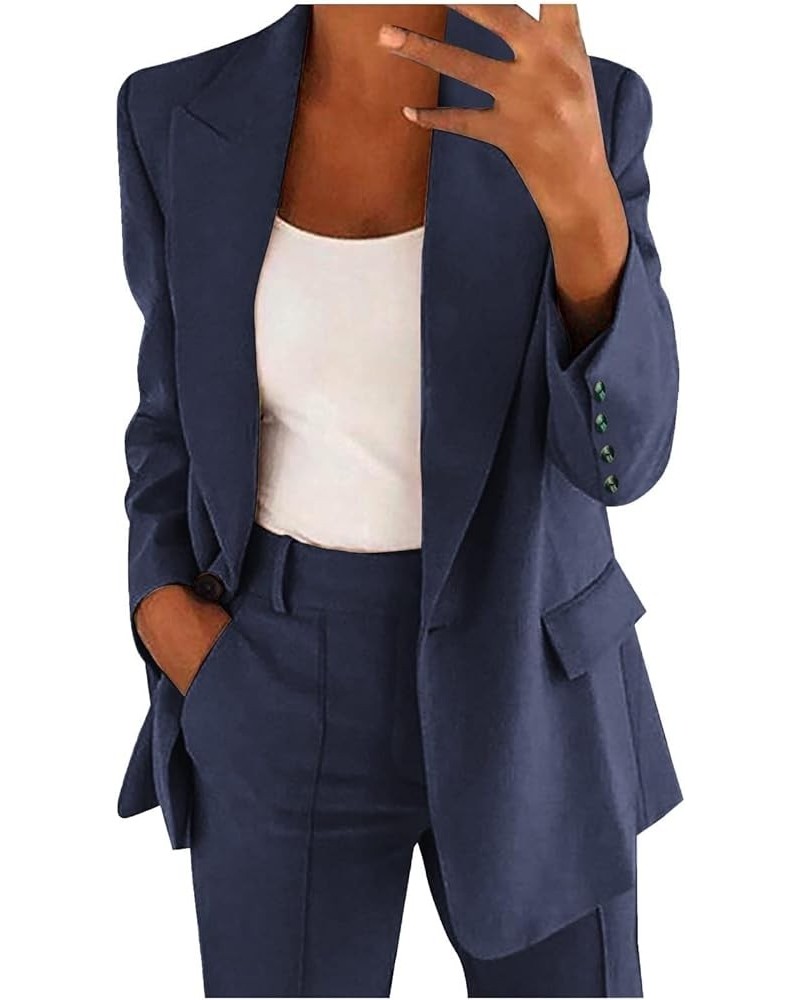 Pants Suit for Women Dressy Casual Women Suits 2 Piece Set Blazer Sets Plus Size Outfits Business Work Office Suits Navy $20....