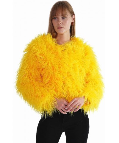 Women's Shaggy Faux Fur Outwear Coat Jacket Long Sleeve Warm Winter Yellow $30.77 Coats