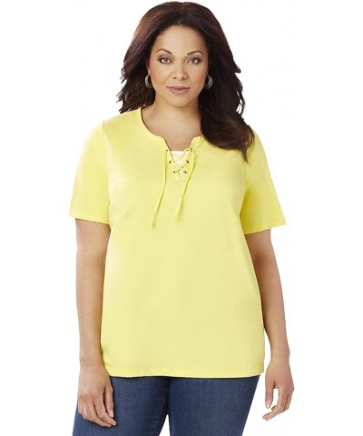 Women's Plus Size Suprema Lace-Up Duet Tee Canary $16.22 T-Shirts