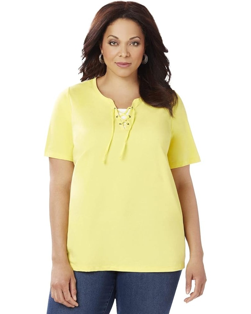 Women's Plus Size Suprema Lace-Up Duet Tee Canary $16.22 T-Shirts