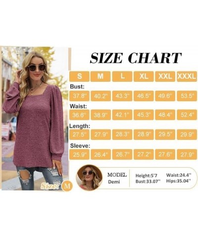 Tunic Tops for Women Loose Fit Long Sleeve Shirts Square Neck Tops 25- Pink Plaid $15.75 Tops