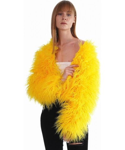 Women's Shaggy Faux Fur Outwear Coat Jacket Long Sleeve Warm Winter Yellow $30.77 Coats