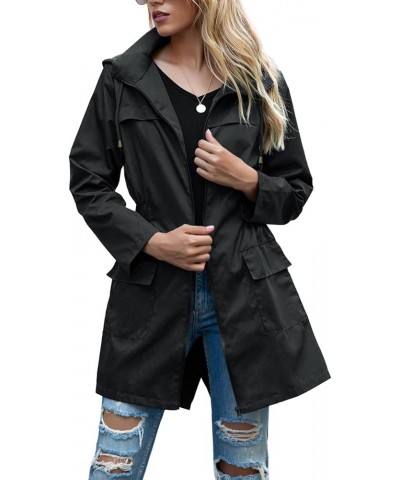 Women's Long Sleeve Anorak Waterproof Raincoat Long High Neck Spring Fitted Warm Smooth Full Zip Black $19.07 Jackets