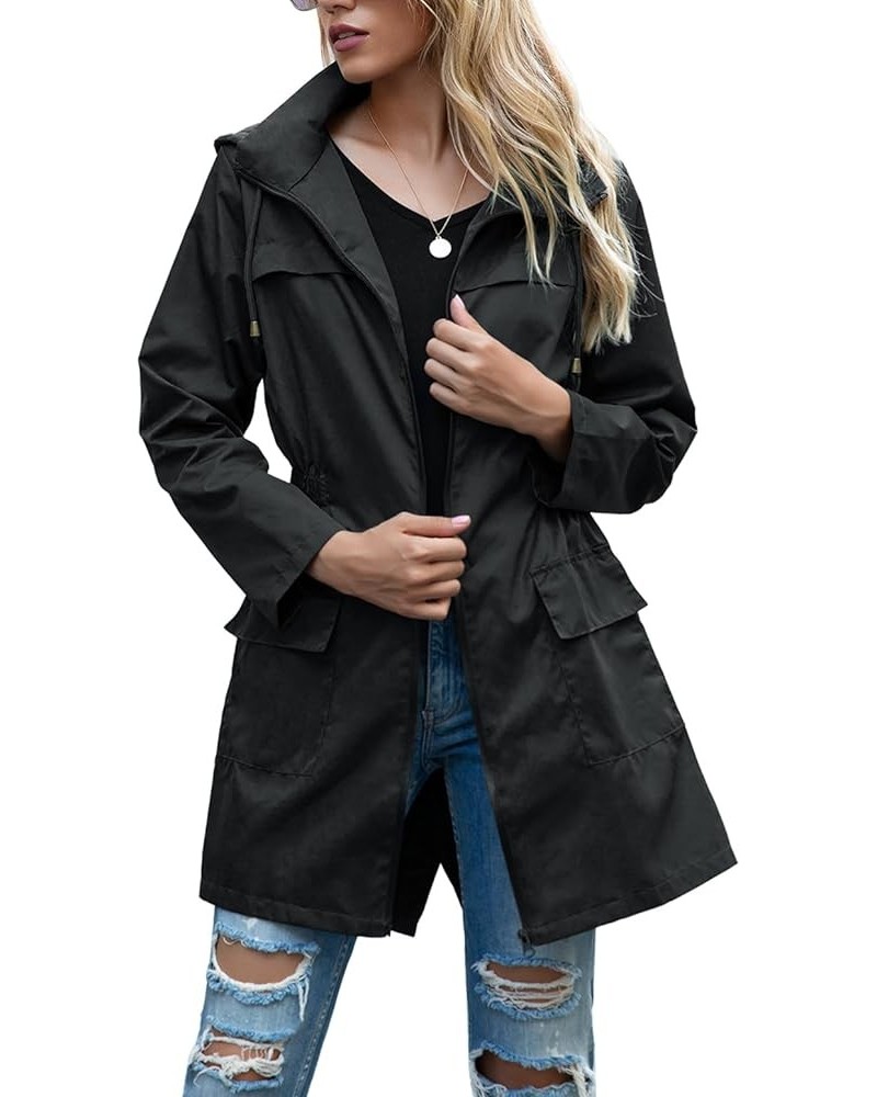 Women's Long Sleeve Anorak Waterproof Raincoat Long High Neck Spring Fitted Warm Smooth Full Zip Black $19.07 Jackets