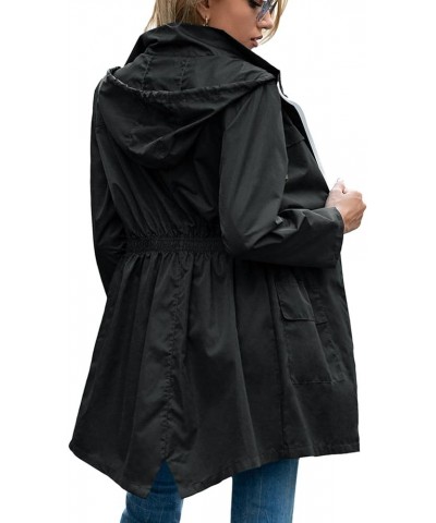 Women's Long Sleeve Anorak Waterproof Raincoat Long High Neck Spring Fitted Warm Smooth Full Zip Black $19.07 Jackets