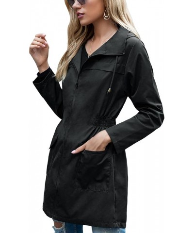 Women's Long Sleeve Anorak Waterproof Raincoat Long High Neck Spring Fitted Warm Smooth Full Zip Black $19.07 Jackets