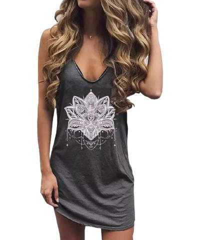 Summer Dresses for Women 2023 V Neck Sleeveless Tank Dress Beach Sun Mini Short Dresses Grey-lotus $15.36 Others