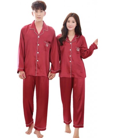 Silk Pajamas for Women Plus Size Womens Pajama Sets Cotton Shorts Silk Lace Pajamas Lounge Set C-red $16.68 Sleep & Lounge