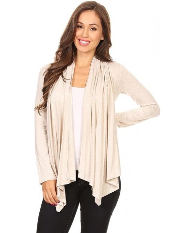 Women's Women's Solid Casual Comfy Long Sleeve Drape Open Front Cardigan Jacket S-3XL Hcd00003 Cream $10.32 Sweaters