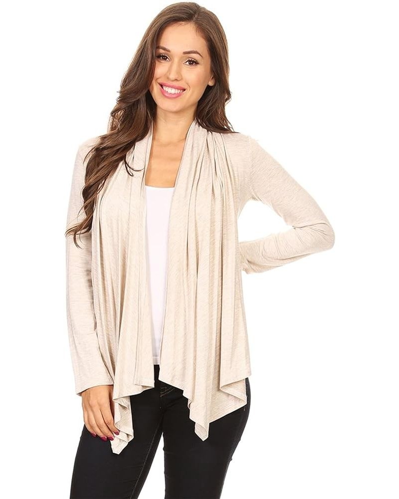 Women's Women's Solid Casual Comfy Long Sleeve Drape Open Front Cardigan Jacket S-3XL Hcd00003 Cream $10.32 Sweaters