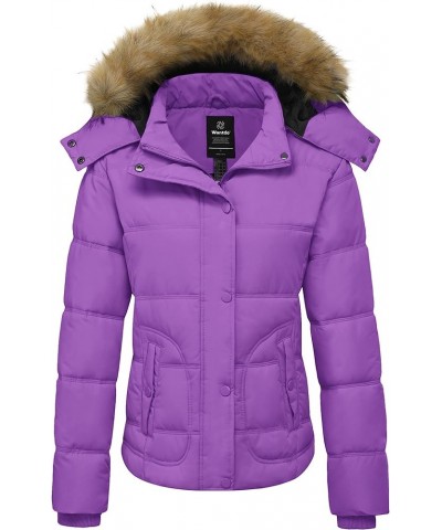 Women's Hooded Winter Coat Thicken Quilted Puffer Jacket Warm Parka Purple $29.99 Jackets