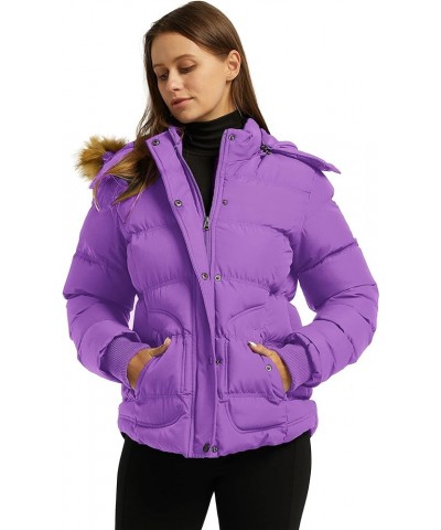 Women's Hooded Winter Coat Thicken Quilted Puffer Jacket Warm Parka Purple $29.99 Jackets