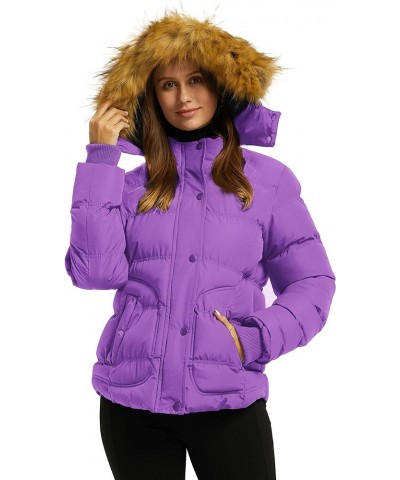 Women's Hooded Winter Coat Thicken Quilted Puffer Jacket Warm Parka Purple $29.99 Jackets