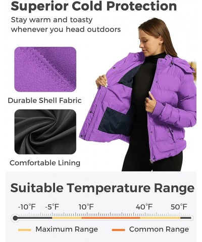 Women's Hooded Winter Coat Thicken Quilted Puffer Jacket Warm Parka Purple $29.99 Jackets