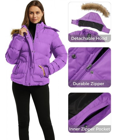 Women's Hooded Winter Coat Thicken Quilted Puffer Jacket Warm Parka Purple $29.99 Jackets