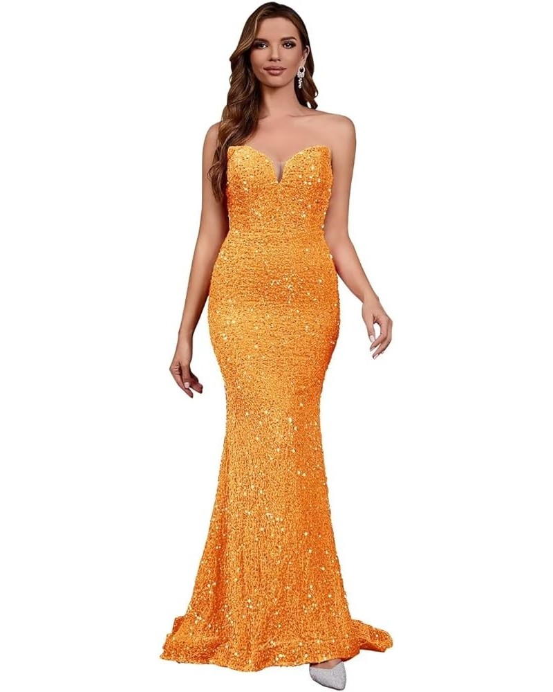 Sequin Evening Dresses for Women Formal Sexy Long Prom Party Gowns Mermaid Sparkly V-Neck Homecoming Dress Mairgold $33.58 Dr...