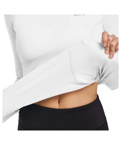 Thermal Shirts for Women Long Sleeve Fleece Tops Workout Running Thumbholes Zipper Pocket Cold Weather Gear White $19.52 Jackets