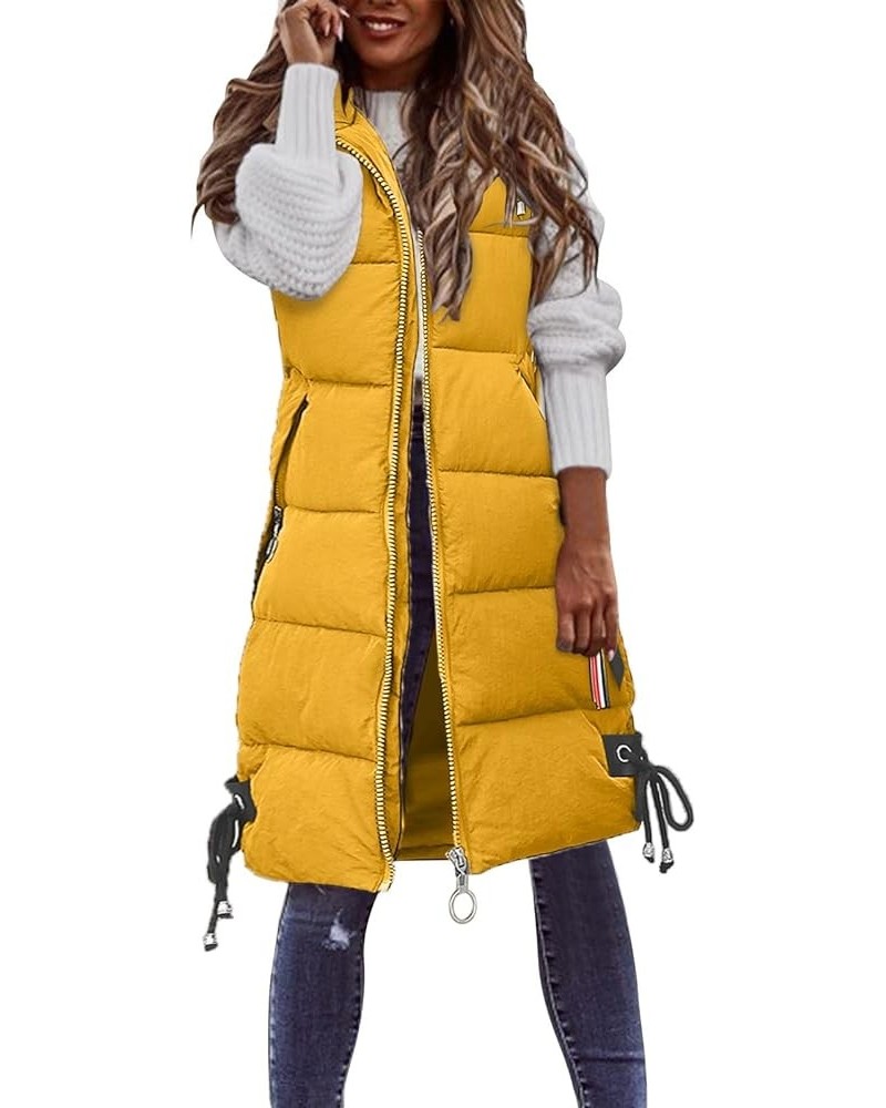 Red Puffer Vest Coat Vest With Hood Sleeveless Warm Down Coat With Pockets Quilted Vest Down Full-Zip Hooded Black Yellow-b $...