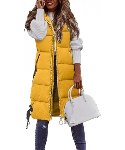 Red Puffer Vest Coat Vest With Hood Sleeveless Warm Down Coat With Pockets Quilted Vest Down Full-Zip Hooded Black Yellow-b $...