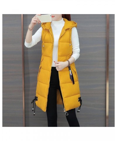 Red Puffer Vest Coat Vest With Hood Sleeveless Warm Down Coat With Pockets Quilted Vest Down Full-Zip Hooded Black Yellow-b $...