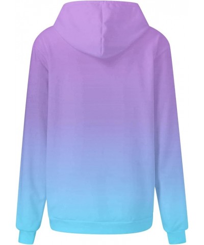 Womens Hoodies 2023 Fashion Gradient Print Drawstring Long Sleeve Sweatshirts Pullover Fall Outfits Clothes 3 Light Blue $10....