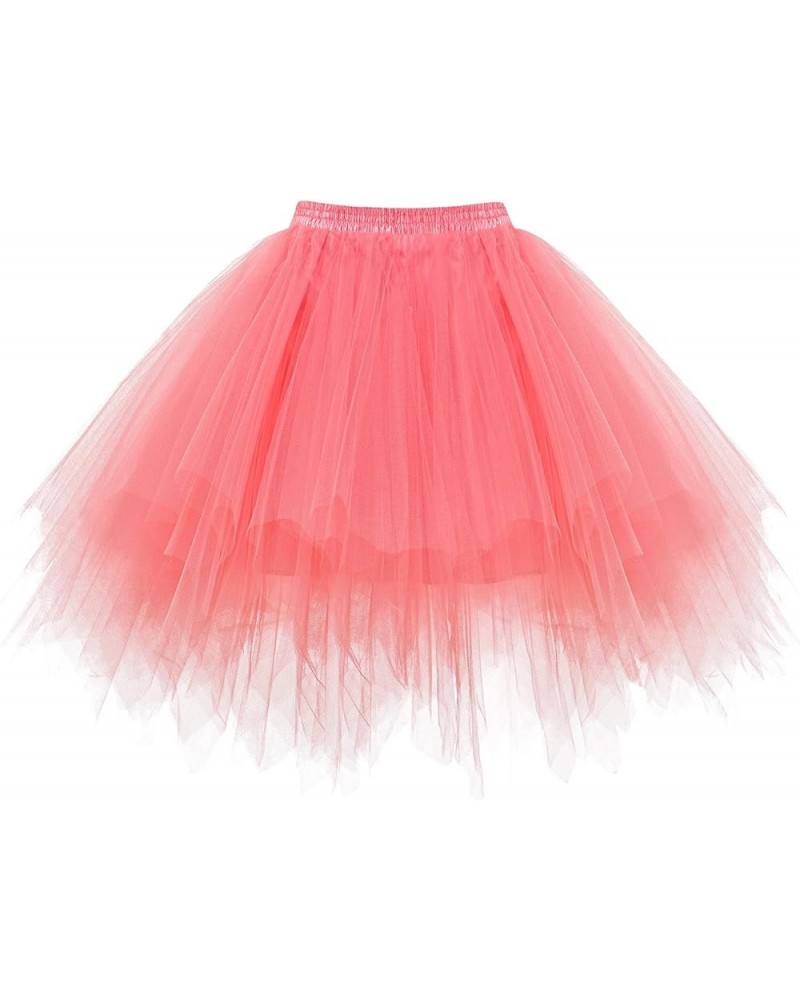 Women's 1950s Vintage Tutu Skirt Ballet Bubble Dance Skirts for Cosplay Party Adult Skirts Coral $9.84 Skirts