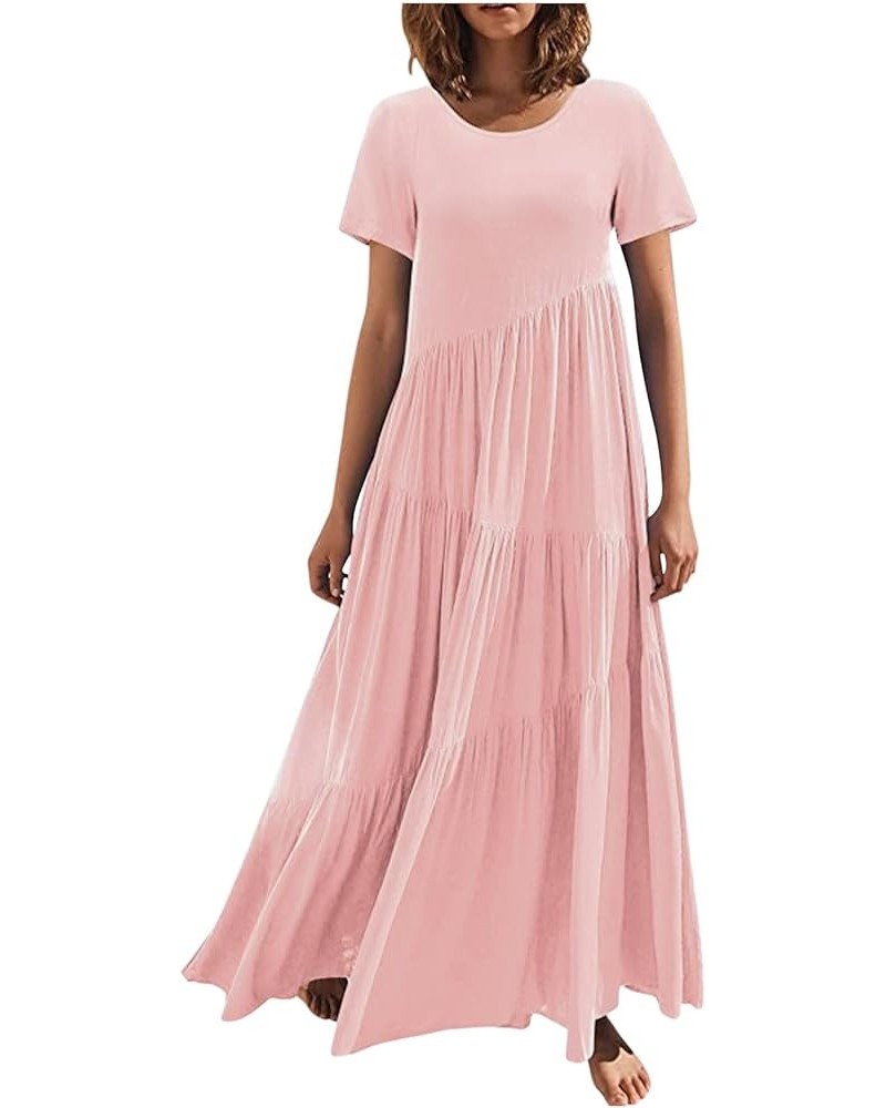 Casual Dresses for Women 2023 Long Sleeve V Neck Loose Fitted Plain Flowy Maxi Tiered Dress D-pink $17.91 Sweaters