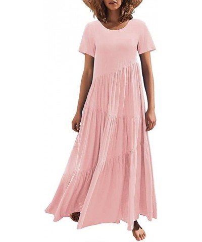 Casual Dresses for Women 2023 Long Sleeve V Neck Loose Fitted Plain Flowy Maxi Tiered Dress D-pink $17.91 Sweaters