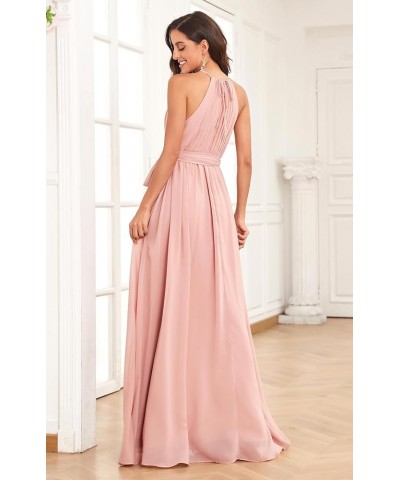 Women's Halter Bridesmaid Dresses for Wedding Chiffon Long Formal Prom Dress Wedding Guest Evening Gowns with Slit Lilac $33....