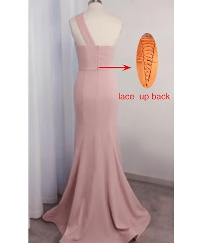 One Shoulder Mermaid Bridesmaid Dresses Satin Prom Dress Long Bodycon Formal Wedding Dress for Women Dusty Pink $36.52 Dresses